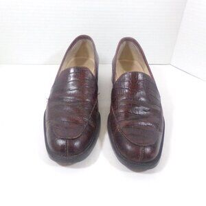 Enzo Angiolini 7.5 Medium Brown Crocodile Like Women's Loafers Low Heel